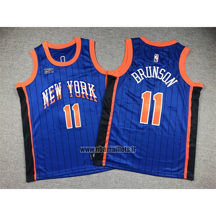 Maillot Enfant New York Knicks Jalen Brunson NO 11 Ville 2023-24 Bleu